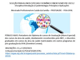 EDITAL nº 01/2023 – PPGPSF-PROFSAUDE/CPG-PROPEP/UFAL -  SELEÇÃO DE ALUNOS ESPECIAIS E DOMÍNIO CONEXO - SEMESTRE 2023.2