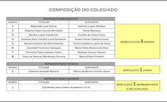 Composição das chapas candidatas.