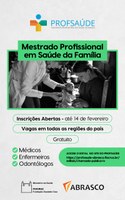 Mestrado Profissional em Saúde da Família - Inscrições Abertas - até 14 de fevereiro