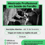 Mestrado Profissional em Saúde da Família - Inscrições Abertas - até 14 de fevereiro